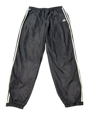 adidas Team 1999 Vintage Track Pants XL Black 3 Stripe Nylon Zip Leg Y2K